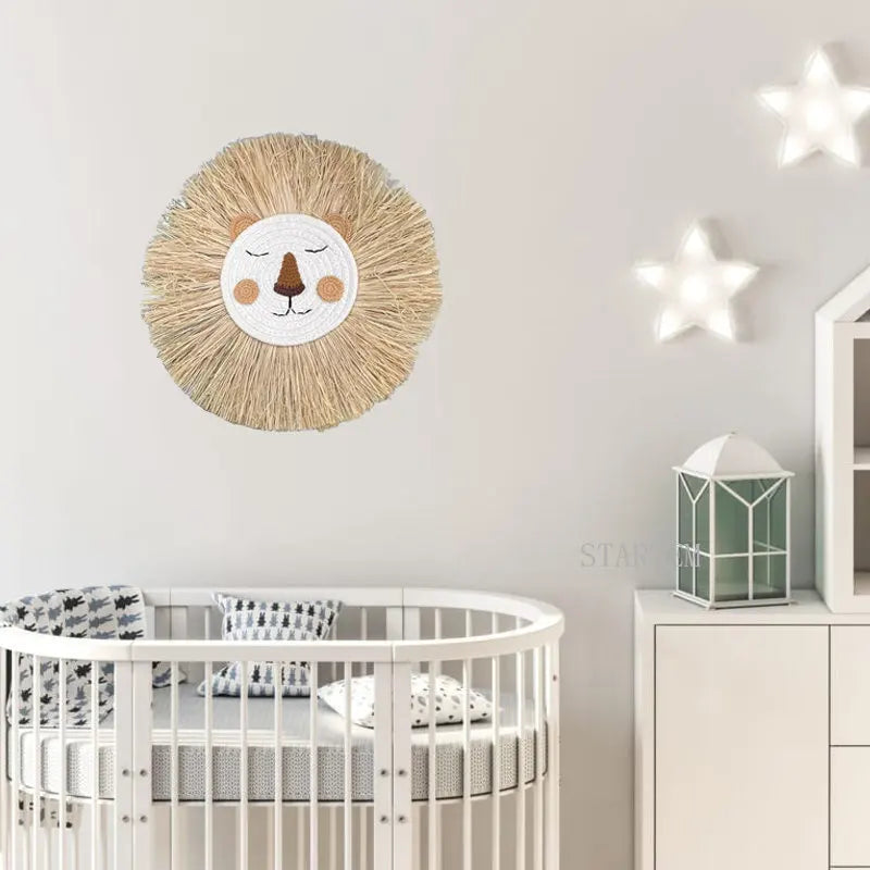Cotton & Straw Lion Wall Hanging
