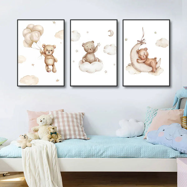 Cloud Bear Nursery Wall Art Set