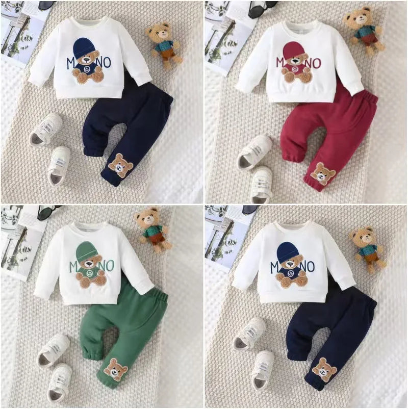 Embroidery Bear Sweater & Pants Tracksuit