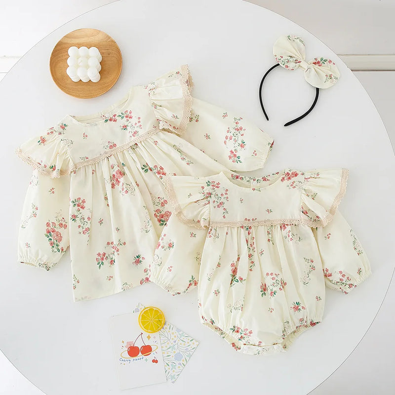 Baby Girl Lace Flower Jumpsuit/Dress