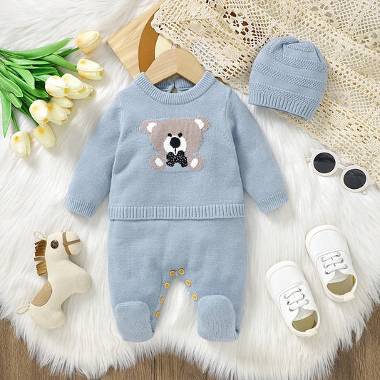 Knitted Baby Boy Playsuit Set