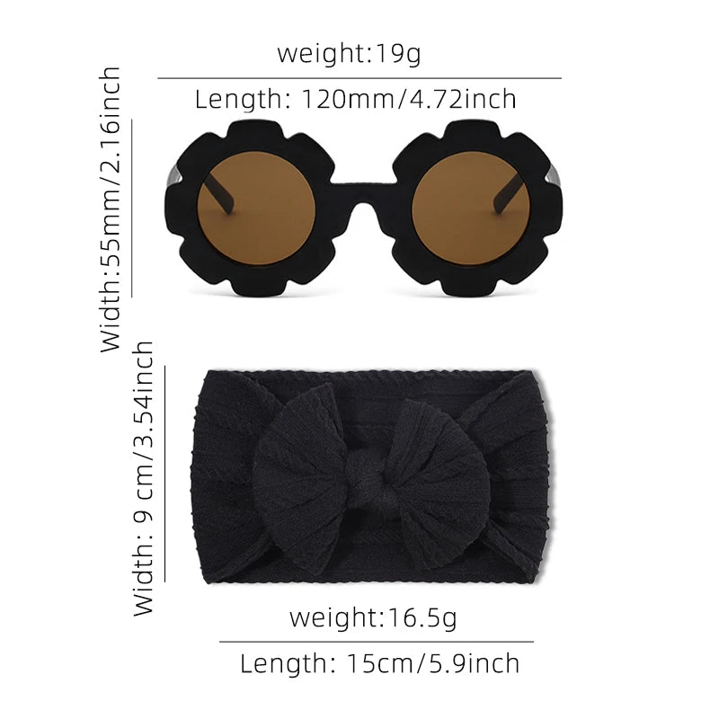 Baby Sunglasses and Bowknot Headband Set