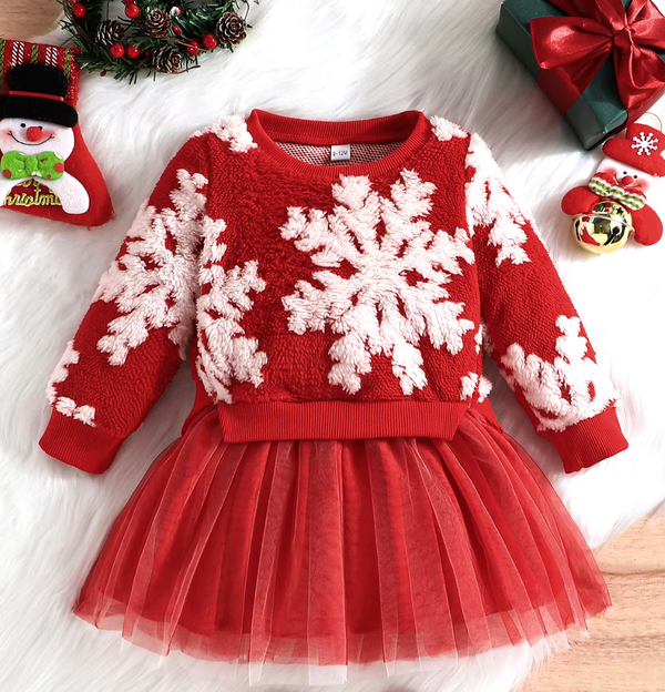 Girls Christmas Snowflake Dress